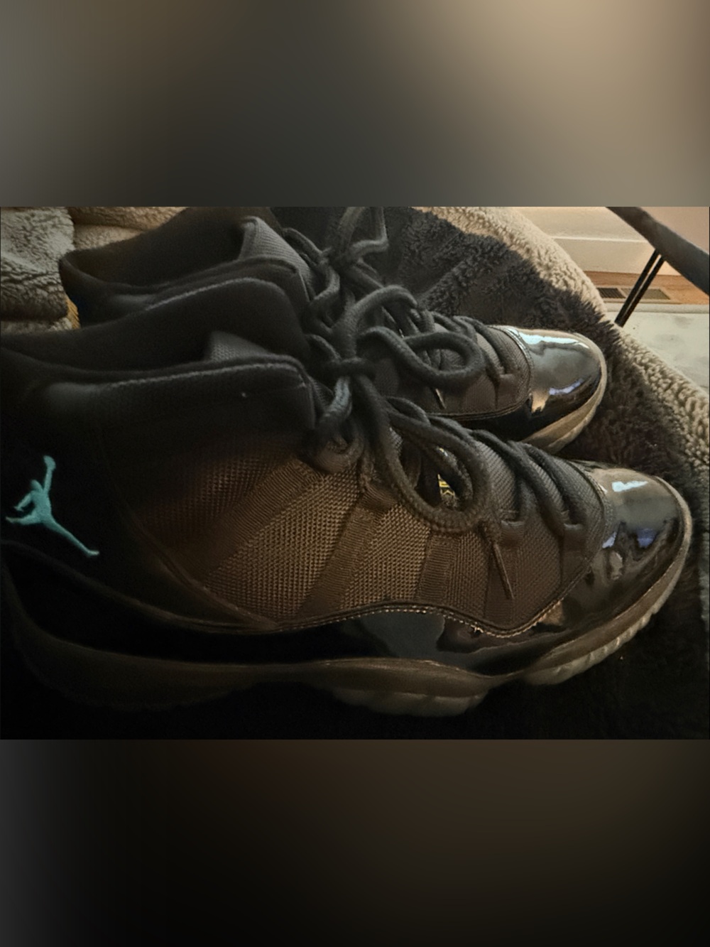 Jordan Men's Black High-Top Sneakers with Teal Jumpman